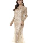 Gold sequin dress with Oganza